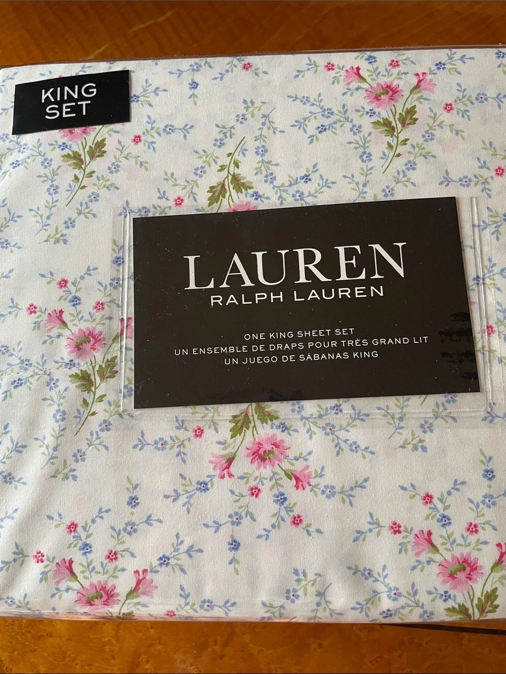 Lauren Ralph Lauren Floral King Sheet Set - Pink & Blue